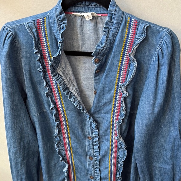 Denim Ruffle Trim shirt - Picture 5 of 5